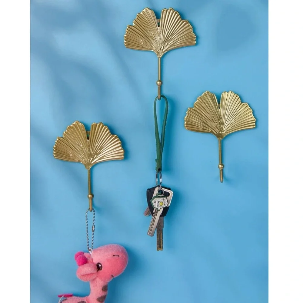 Set of TWO New 1 Piece Gingko Leaf Wall Hook | Home Decor Wall Accent Hooks